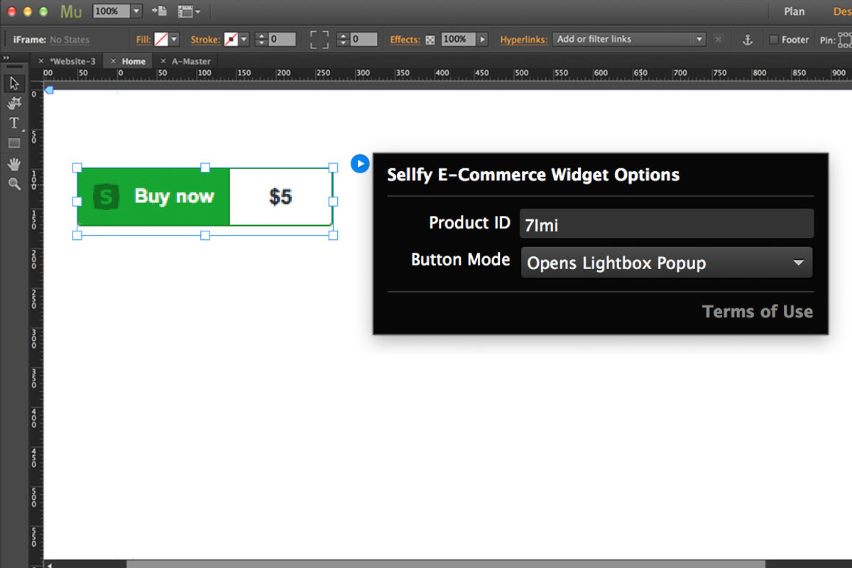 Sellfy E-Commerce Adobe Muse Widget, a Plug-in Add-On by MuseTemplatesPro (Photo 2 of 2)