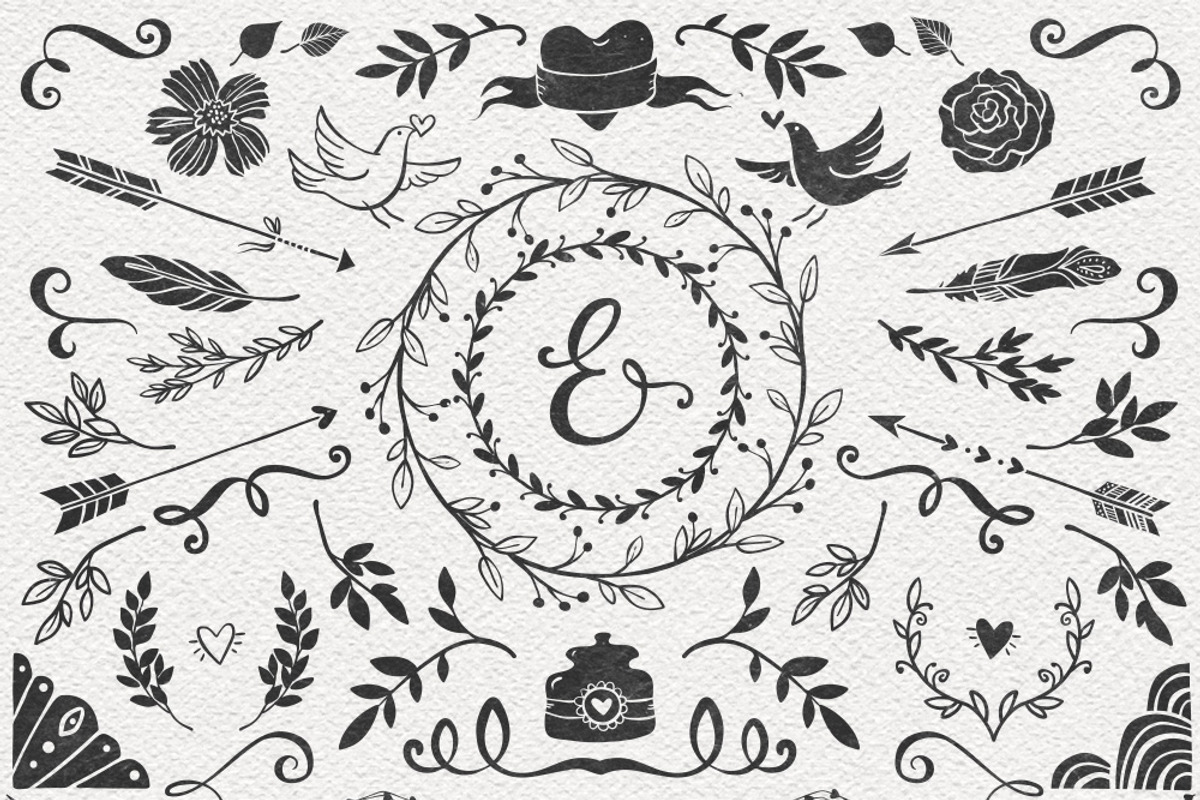 Hand Drawn Romantic Decoration Pack, a Decorative Illustration by kite-kit (Photo 2 of 4)