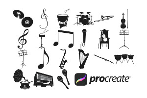 Music Icons Set 1 Procreate Brush