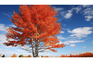 fiery red birch ai generated, a Nature Photo by pikepicture