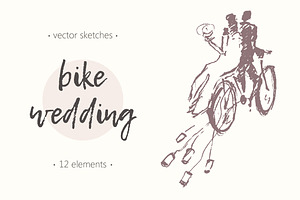 Bicycle Themed Wedding Illustrations