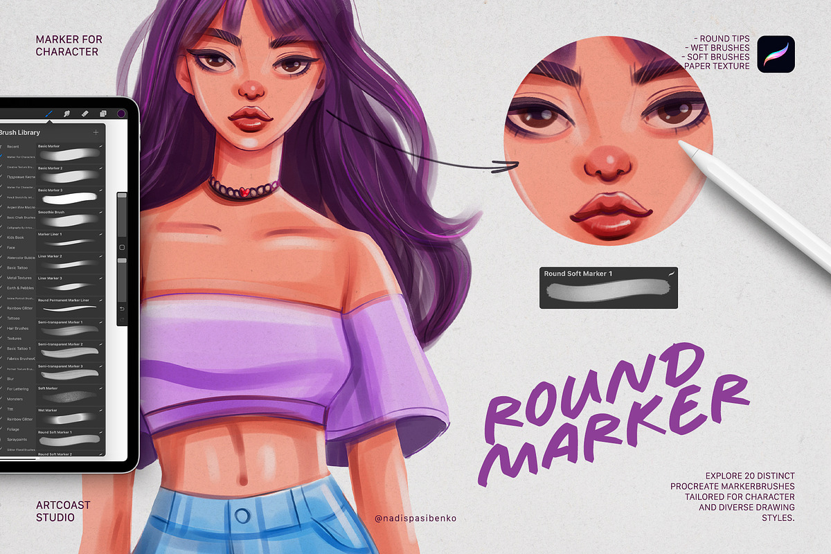 Round Marker for Character, a Brush Add-On by Spasibenko Art (Photo 3 of 5)