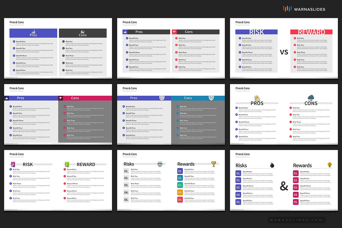 Pros & Cons PowerPoint Templates, a Presentation Template by Warna Works (Photo 4 of 7)