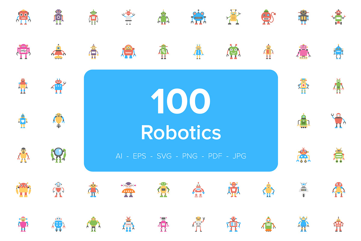 100 Robotics Flat Icons, a Duotone Icon by Creative Stall