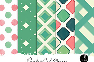 Pink and Green Digital Paper, a Pattern Graphic by Design Scotch