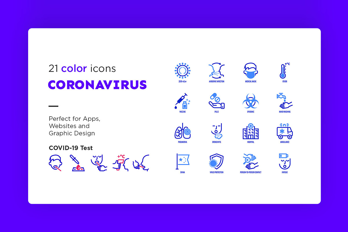 Coronavirus COVID-19 | 42 Icons Set, an Outline Icon by Marina Silence (Photo 4 of 17)