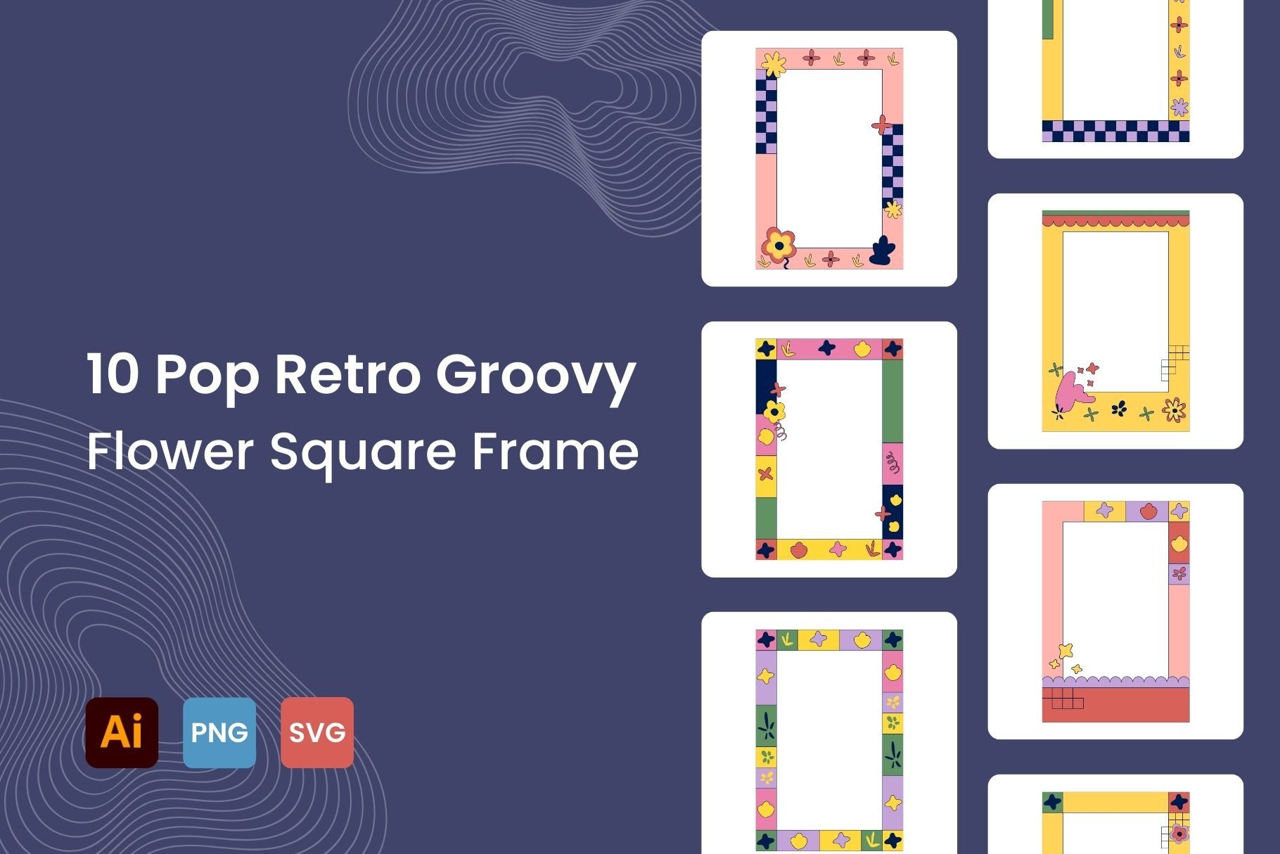 Pop Retro Groovy Frame, an Illustration by GravitaSign