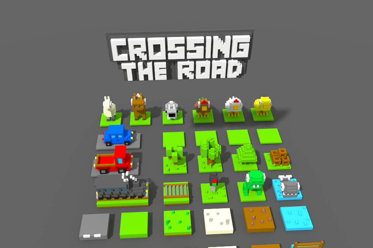 Crossy Road Style Game Voxel Assets, an Environmental 3D Model by ...