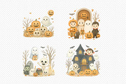Cute Halloween Clipart PNG Set., a Decorative Illustration by kaisorn (Thumbnail 3 of 9)