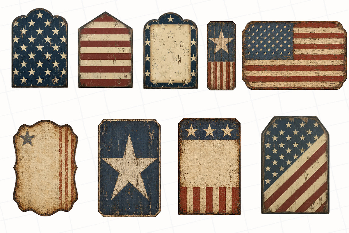 Vintage Patriotic Labels Bundle, a Seasonal Illustration by OK Design (Photo 3 of 3)