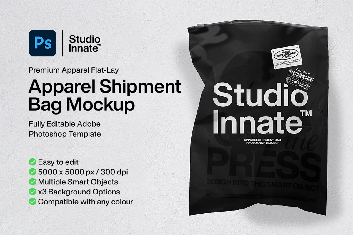 Apparel Shipment Bag Mockup, a Cups & Container Mockup by Studio Innate (Photo 1 of 4)
