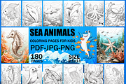 Sea  Animals Coloring Book for Kids, an Animal Illustration by Design Home (Thumbnail 1 of 7)