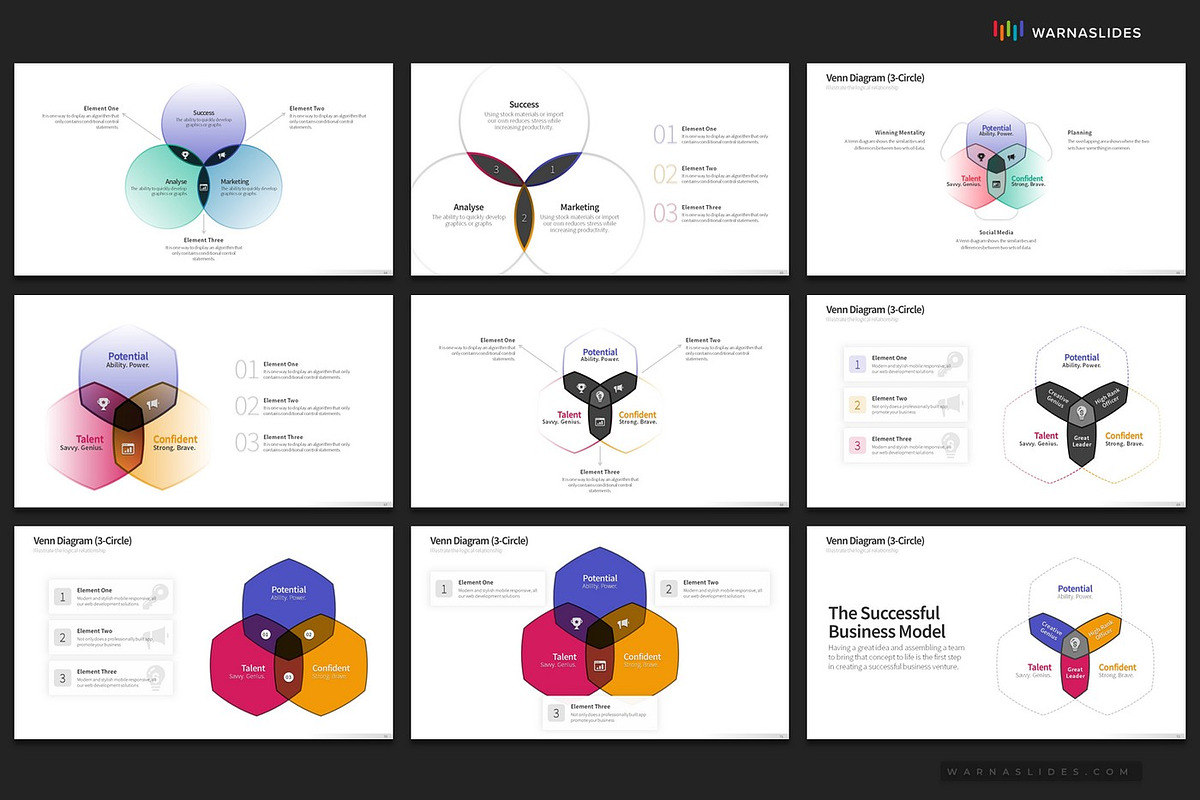 Venn Diagram PowerPoint Templates, a Presentation Template by Warna Works (Photo 12 of 25)