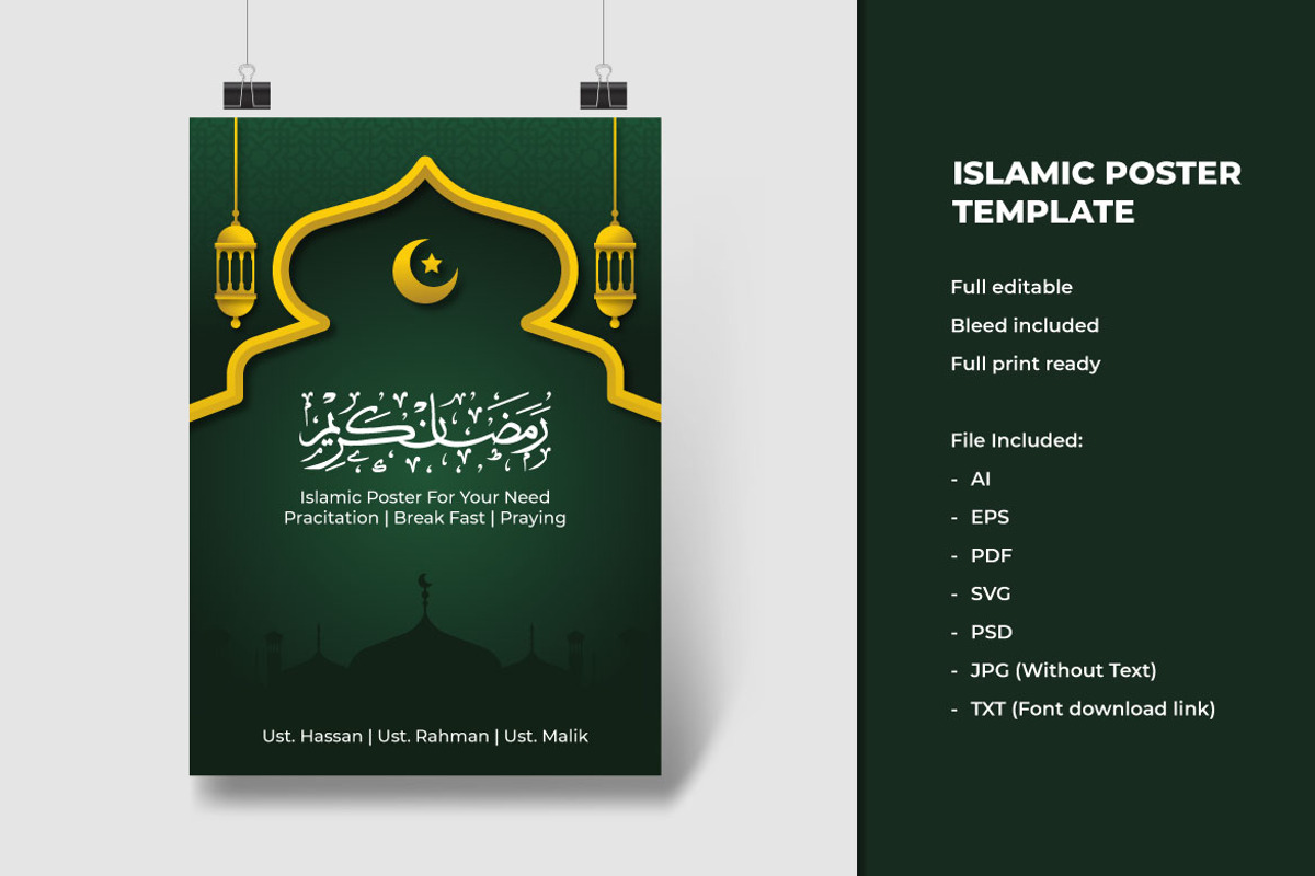 Islamic Poster Flyer Template, a Poster Template by Mightyfire (Photo 1 of 3)