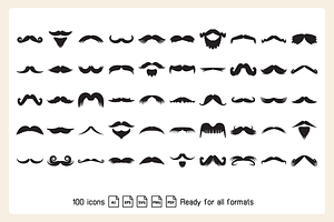 Set Of Moustache Icons Illustration