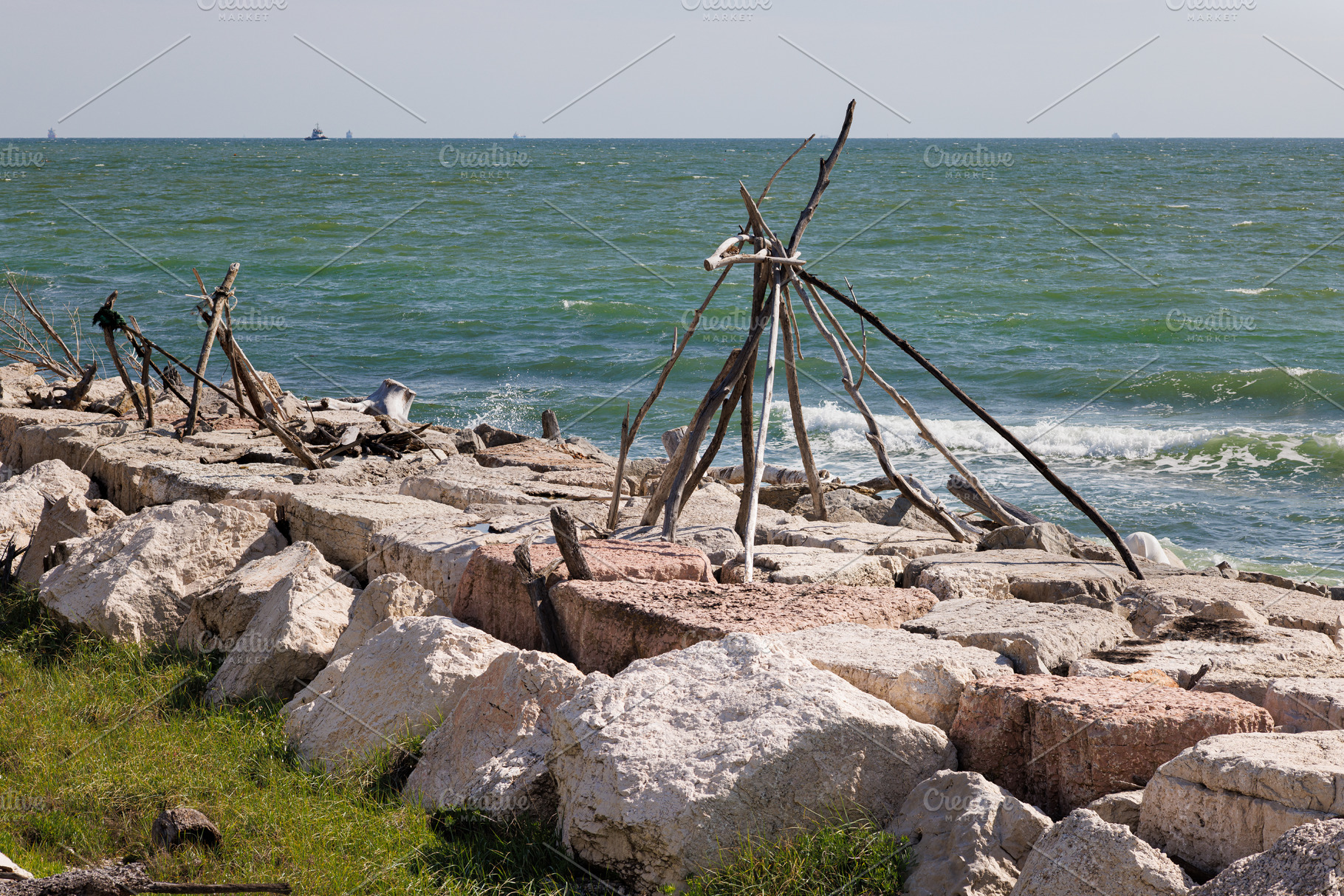 Wooden huts at the Murazzi beach on Pellestrina lagoon, a Nature Photo by Bepslabor
