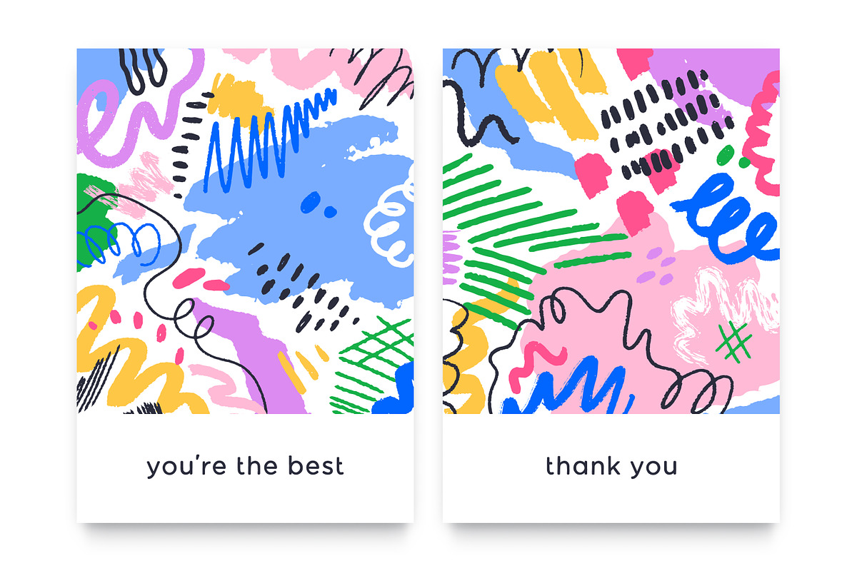 Abstract doodle card backgrounds set, a Background Graphic by Good Studio (Photo 2 of 8)
