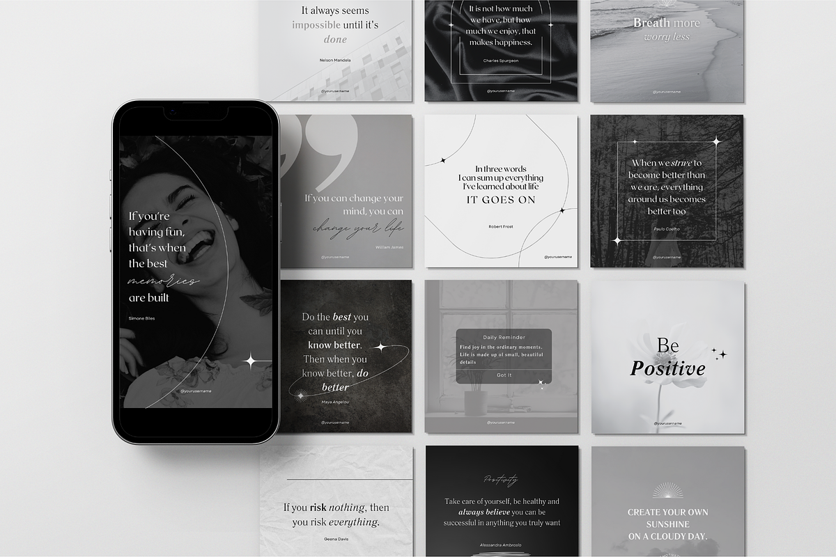 Motivational Instagram templates Kit, a Social Media Template by Soul & Maeum Store (Photo 6 of 8)
