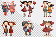 Watercolor-valentine Couple Clipart, an Illustration by SVGArt (Thumbnail 2 of 8)