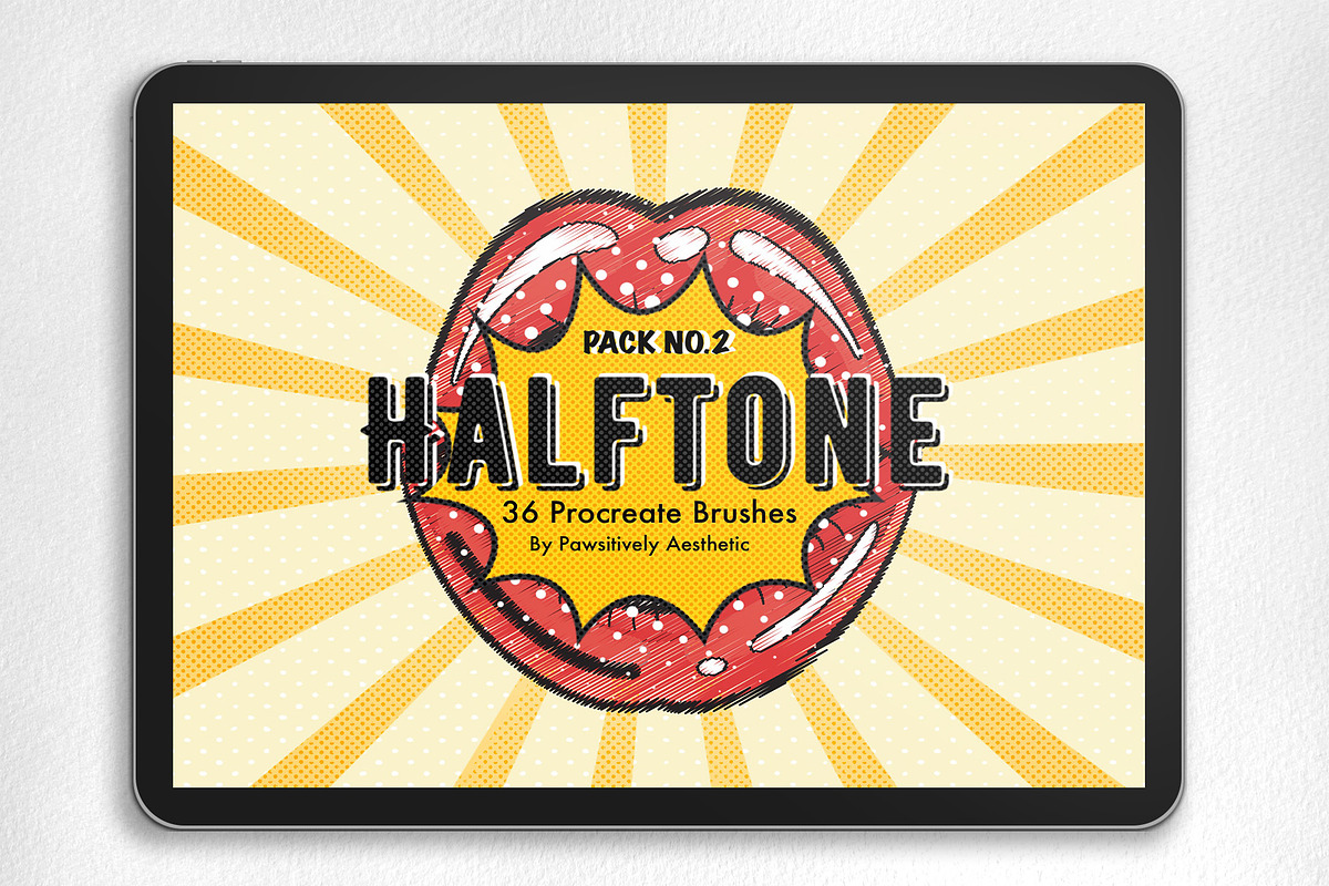 36 Halftone Procreate Brushes, a Brush Add-On by Pawsitively Aesthetic (Photo 1 of 9)