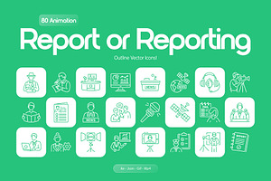 Animated Online Reporting Icon Set, an Outline Icon by Prosymbols