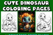 50 Cute Dinosaur Coloring Pages, an Animal Illustration by Design Station (Thumbnail 1 of 4)