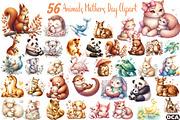 Cute Animals Mothers Day Clipart Mom, an Illustration by DreamCafeArt (Thumbnail 1 of 6)