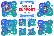 Isometric Online Customer Support, a Person Illustration by TAlex (Thumbnail 1 of 6)