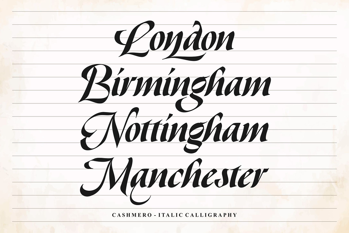 Cashmero - Italic Calligraphy, a Script Font by ErgibiStudio (Photo 3 of 9)
