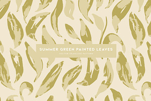Summer Green Painted Leaves, a Pattern Graphic by MalyskaStudio