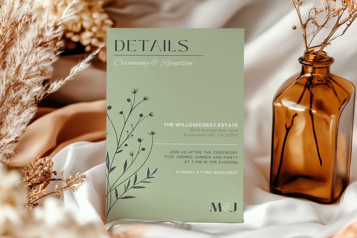 Modern Sage Green Wedding Invitation, an Invitation Template by Hotpin (Photo 4 of 5)