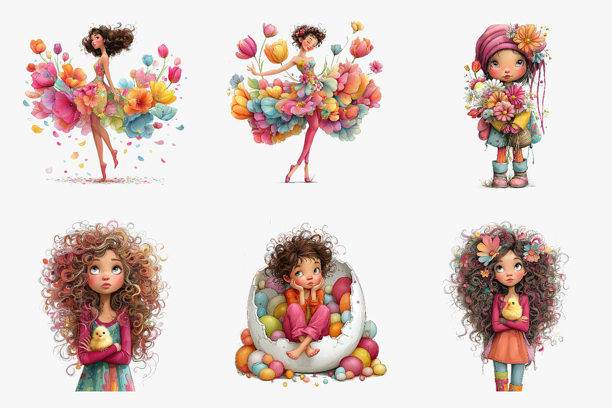 Easter Girl Clipart, an Illustration by CreationArt (Photo 3 of 7)