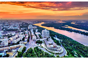 Aerial view of glory square in containing kiev, ukraine, and aerial, an Architecture Photo by Leonid Andronov