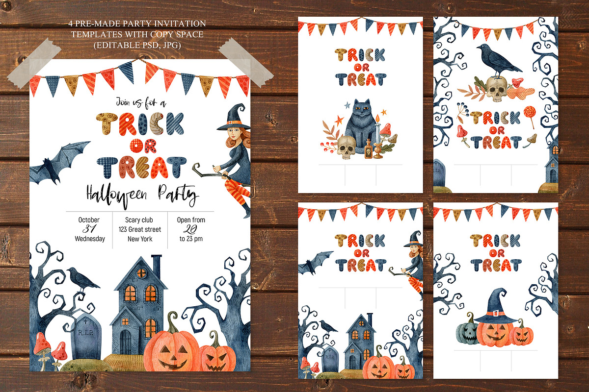 Happy Halloween watercolor set, a Decorative Illustration by Natalia Fedorova (Photo 13 of 14)