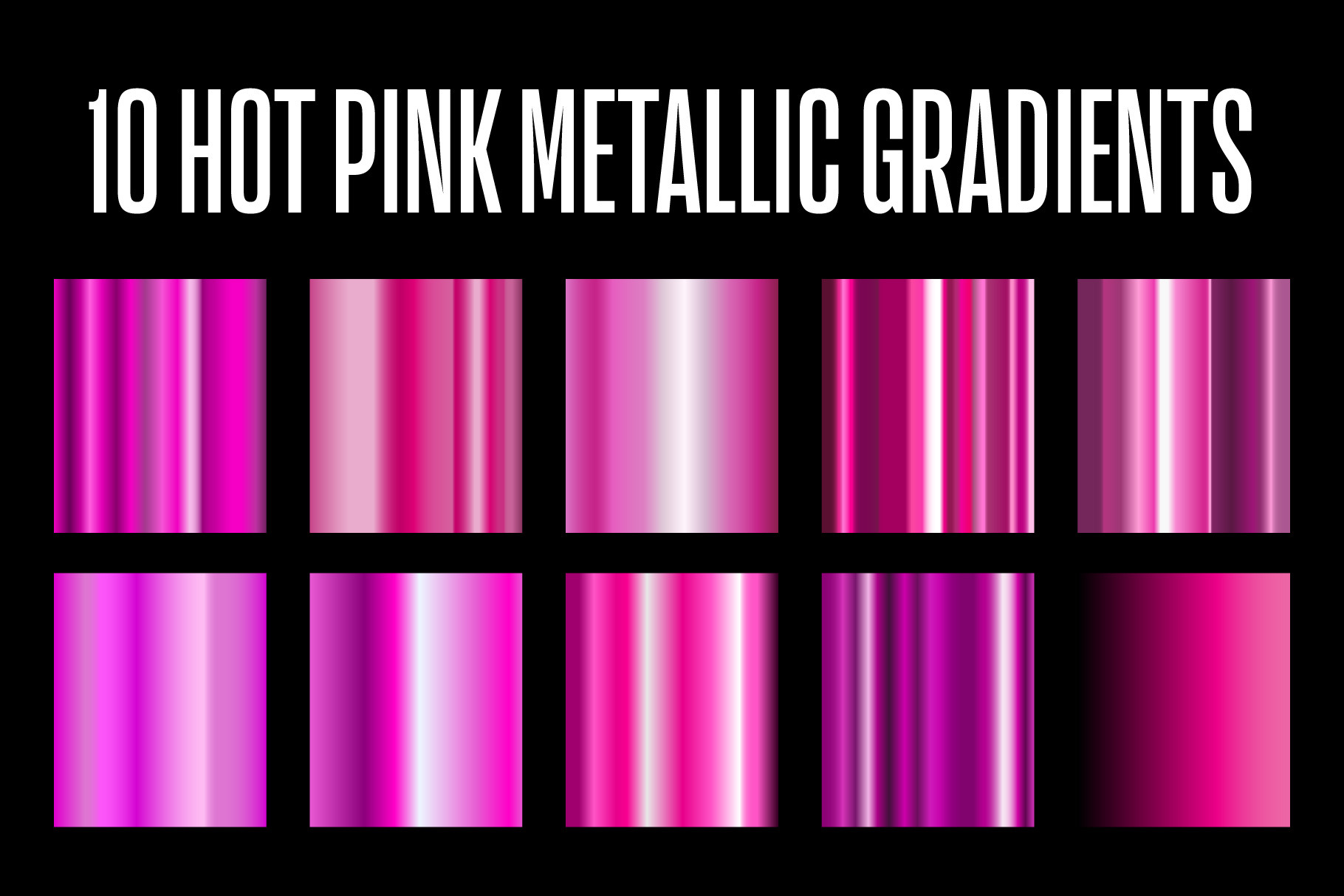 10 Hot Pink Metallic Gradients .AI, a Gradient Add-On by P-G-H