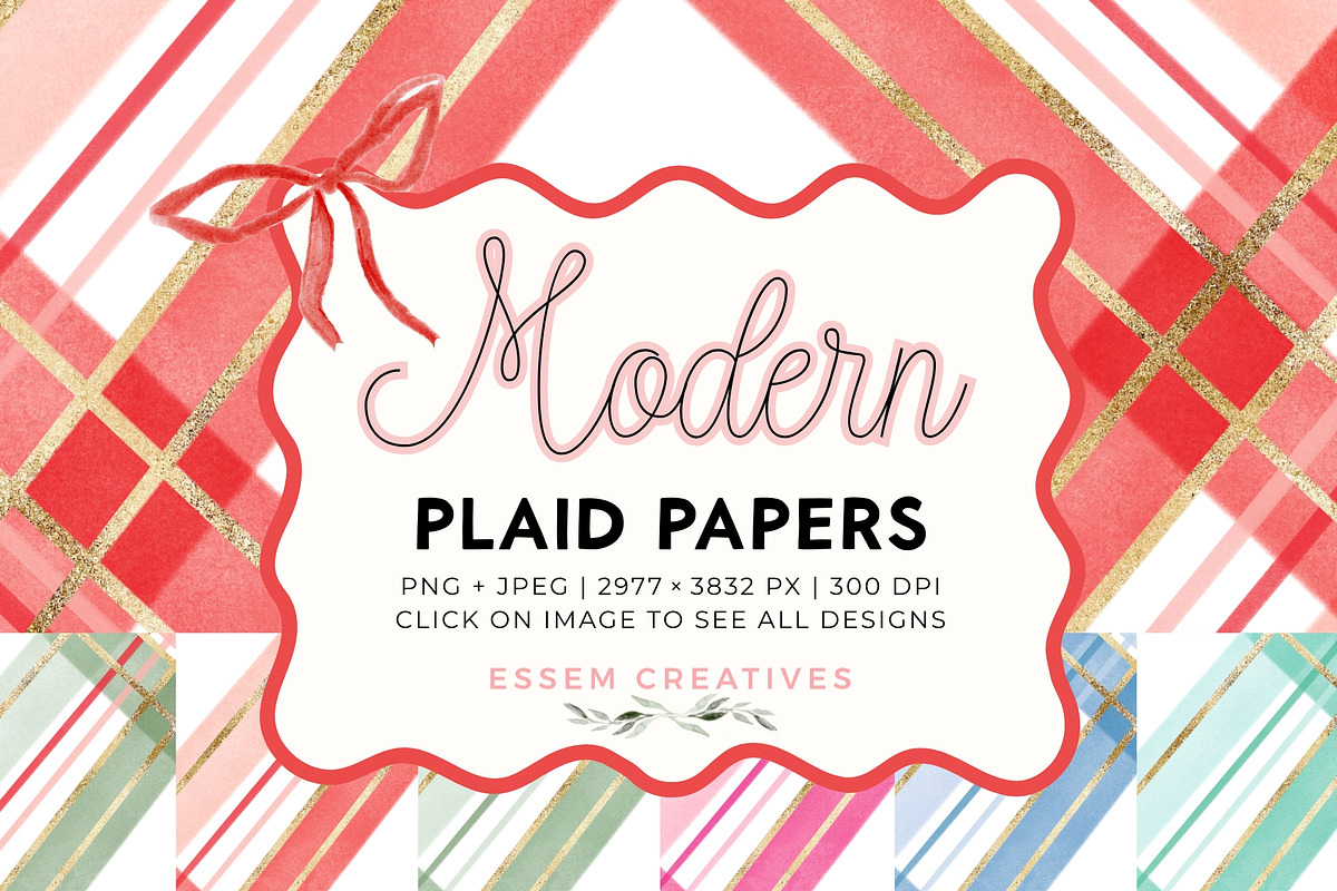 Modern Tartan Plaid Digital Papers, a Decorative Illustration by Essem Creatives (Photo 1 of 7)