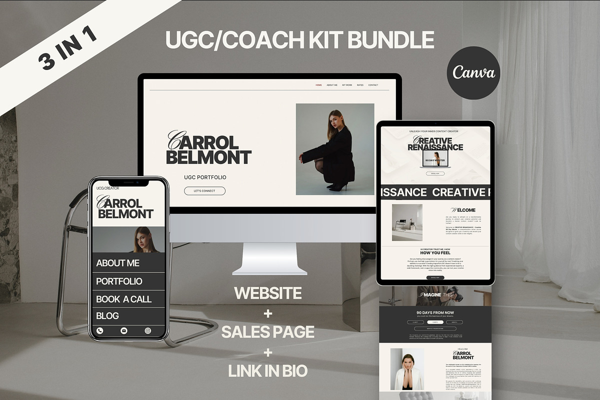 UGC / COACH Bundle Canva, a Landing Page Template by Studio Suvelle (Photo 1 of 10)
