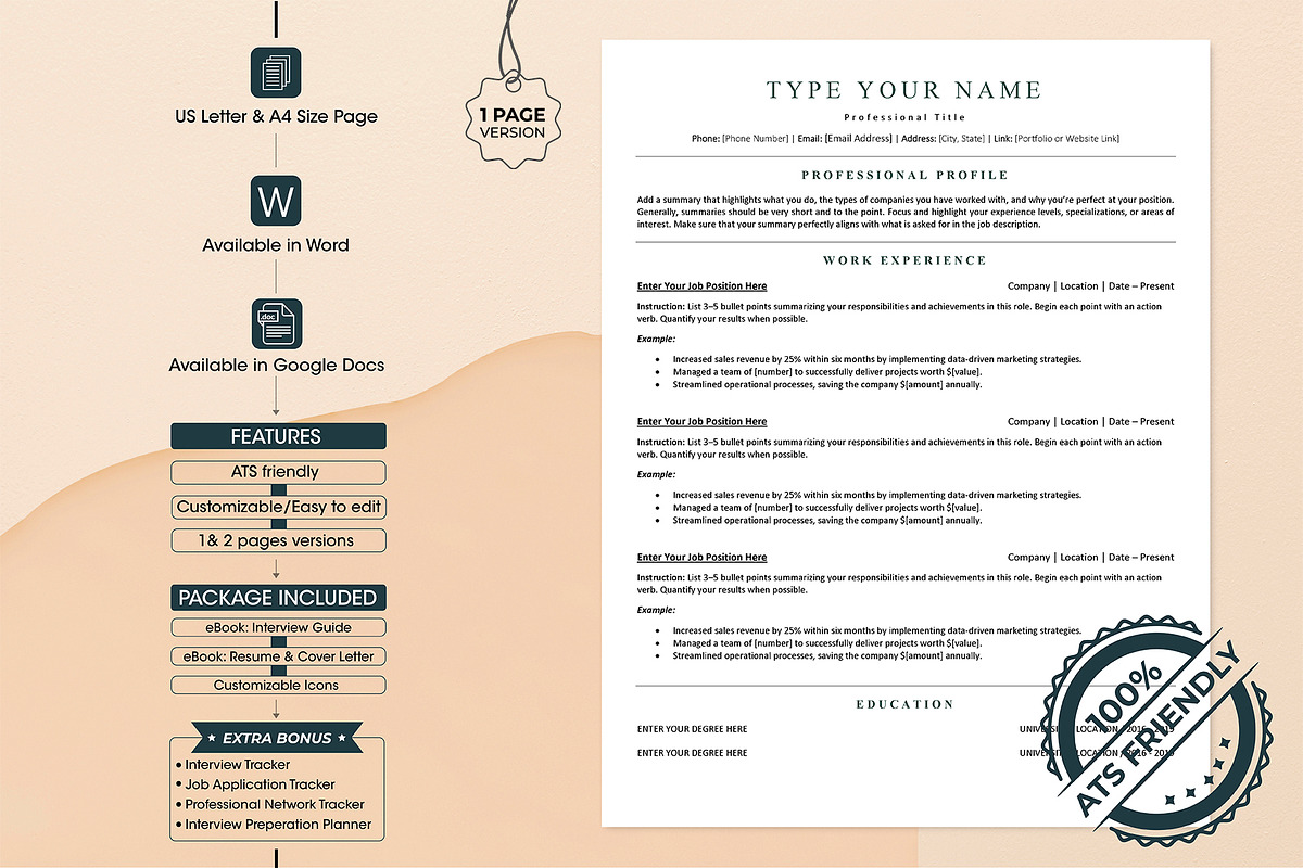 ATS Resume Template, Editable word, a Resume Template by Design_Xlab (Photo 1 of 10)