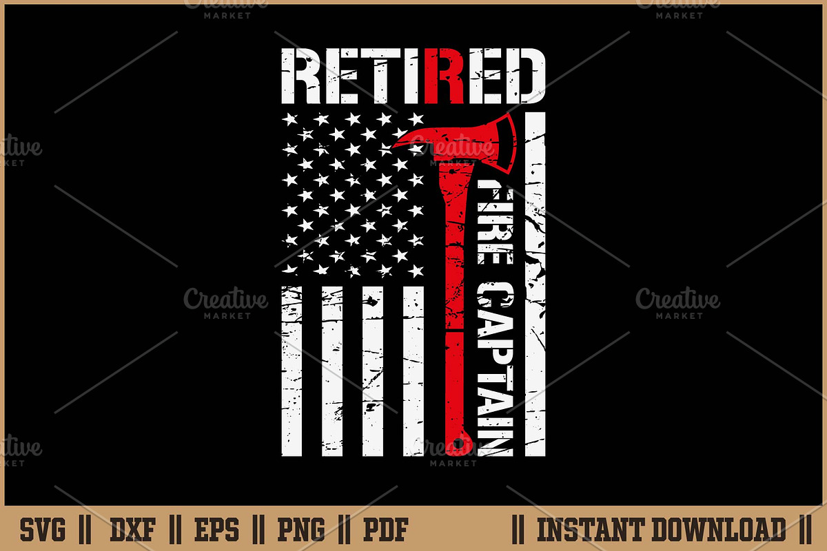 Retired Fire Captain SVG Cut File, an Illustration by Handy Arts Studio (Photo 1 of 3)