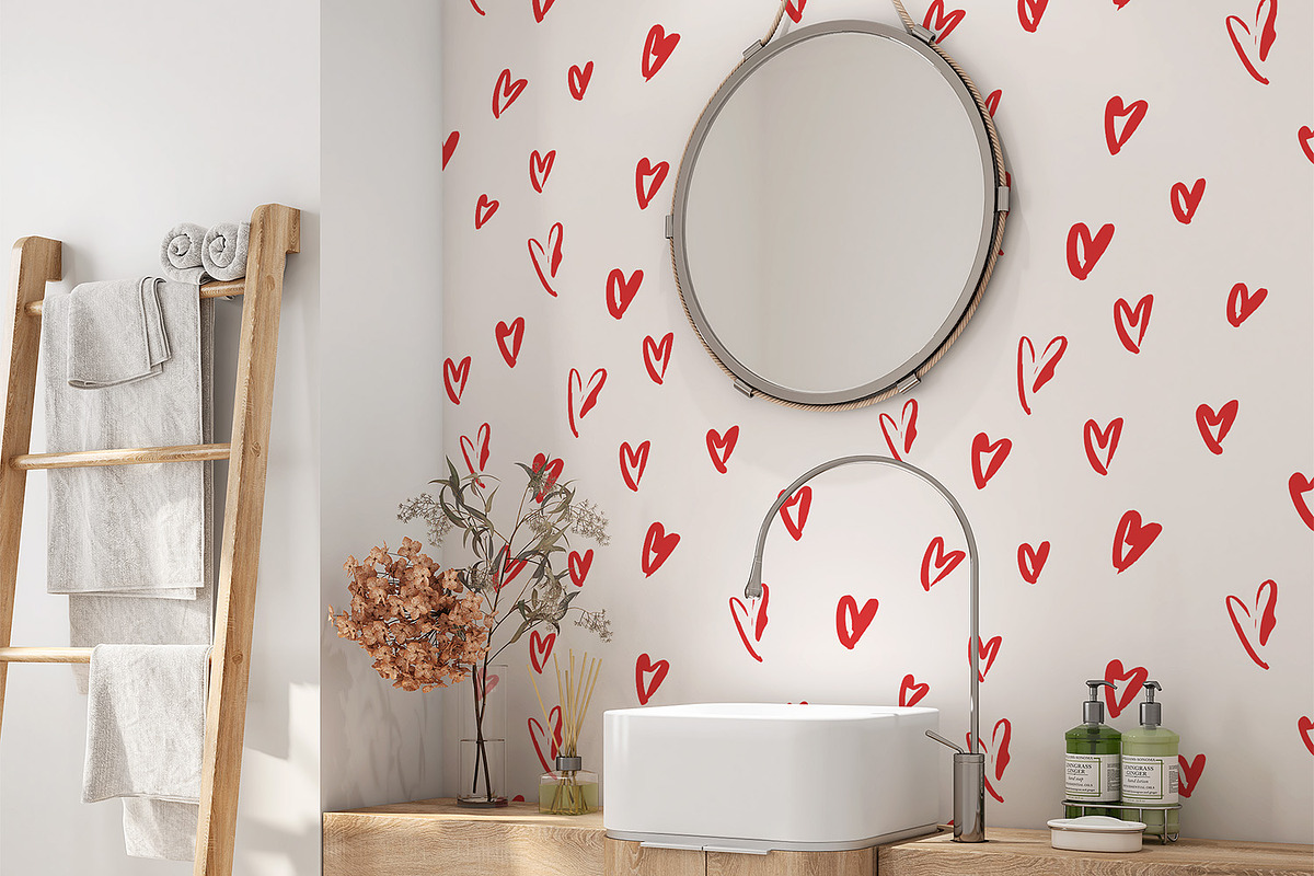 Sketched Red Hearts, a Wallpaper Graphic by MalyskaStudio (Photo 3 of 6)