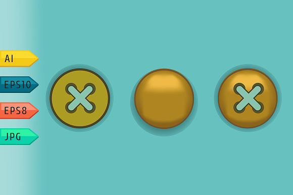 Gold Metal Rivet And Button.