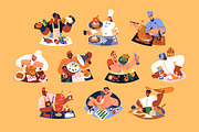 Chefs cooking food set, a Food Illustration by PaperTrident (Thumbnail 1 of 11)
