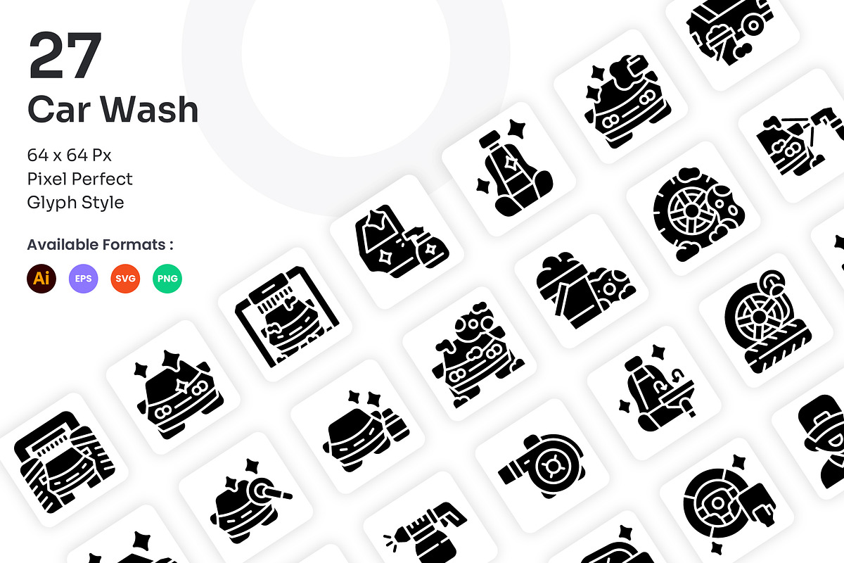 Car Wash Icons Set - Glyph, a Solid Icon by Kmg Design (Photo 1 of 2)