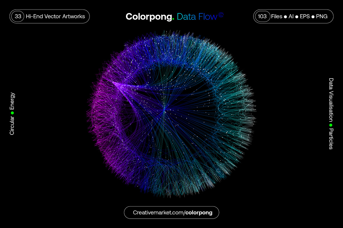 Data Flow - Vector Bundle, a Technology Illustration by Colorpong