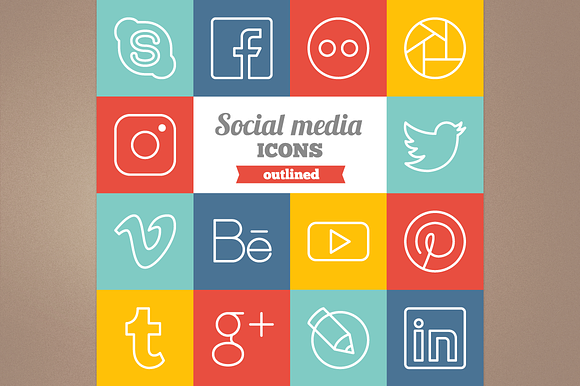 Outlined Social Media Icons