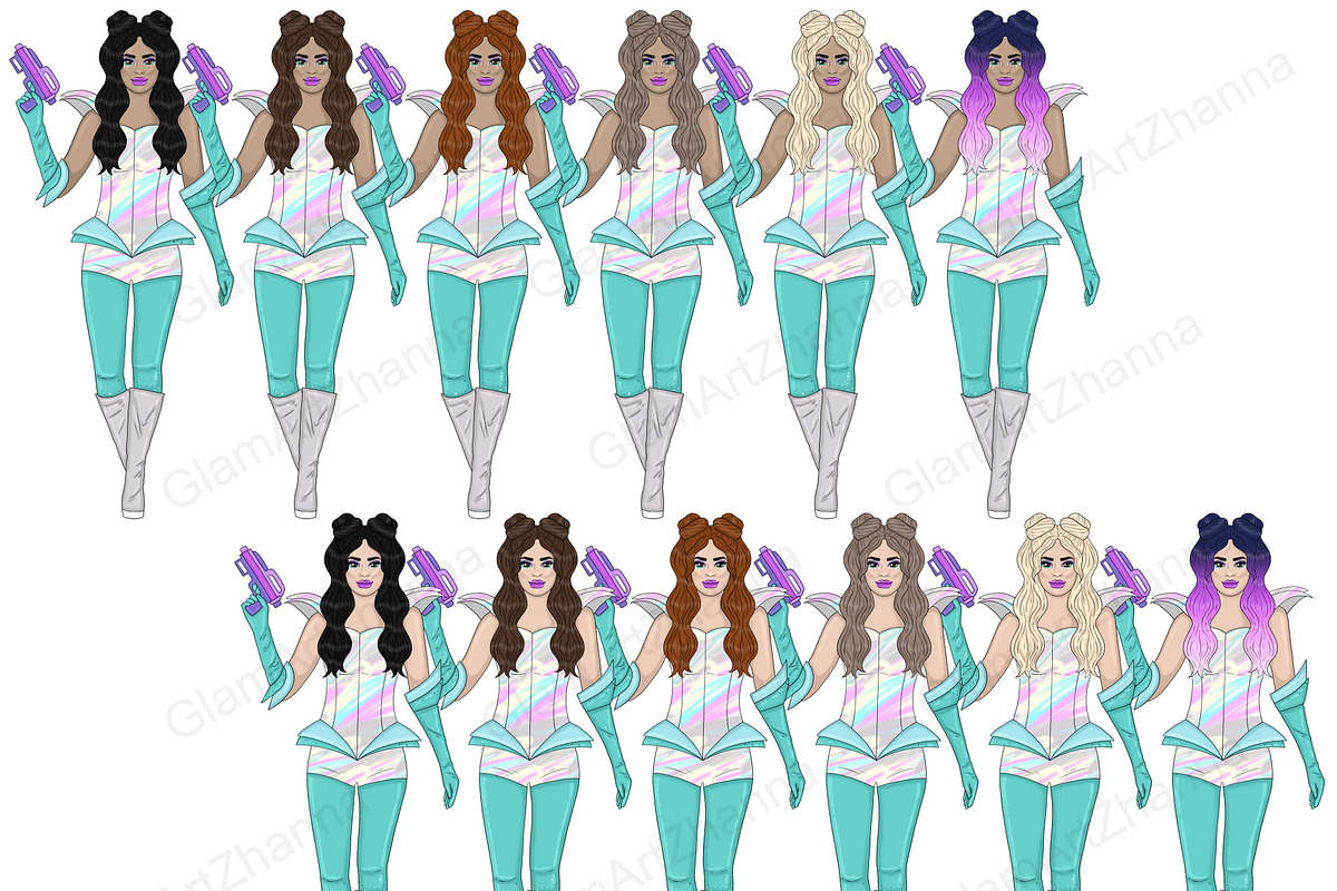 Galaxy Girls Clipart, an Object Illustration by GlamArtZhanna (Photo 5 of 5)