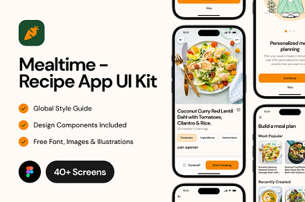 Mealtime - Recipe App UI Kit (Figma), an UI Kit Template by Hamza Naeem
