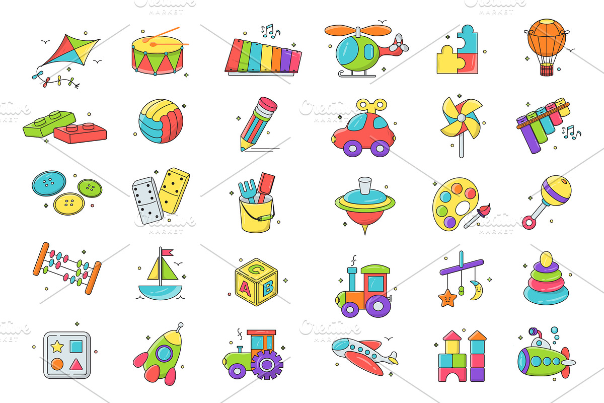 Kids Toys Vector Set, a Templates & Theme by alexdndz