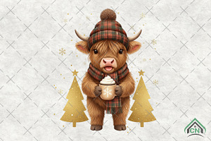 Highland Cow Christmas Winter PNG, an Illustration by Craft Nest