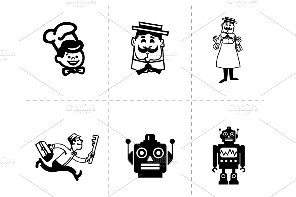 18 Retro Character Illustrations, an Illustration by Dave Ansett (Photo 4 of 7)